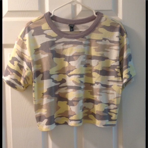 wild fable Tops - yellow camo crop top